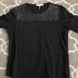 Sandro Linen and Leather Tarim Top/Light Sweater